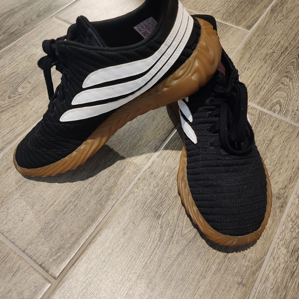adidas Black and White Sneakers with Gum Sole